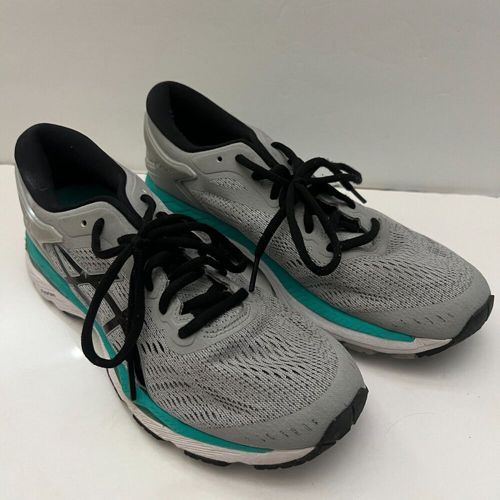 ASICS Running Shoe Women's sz 7 Hiking Walking Sports Kayano Gray Turquoise